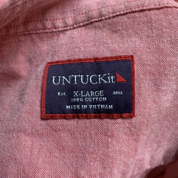 UNTUCKit Men's Size XL Button Down Shirt Long Sleeve 100% Cotton Heathered Red - Picture 7 of 7